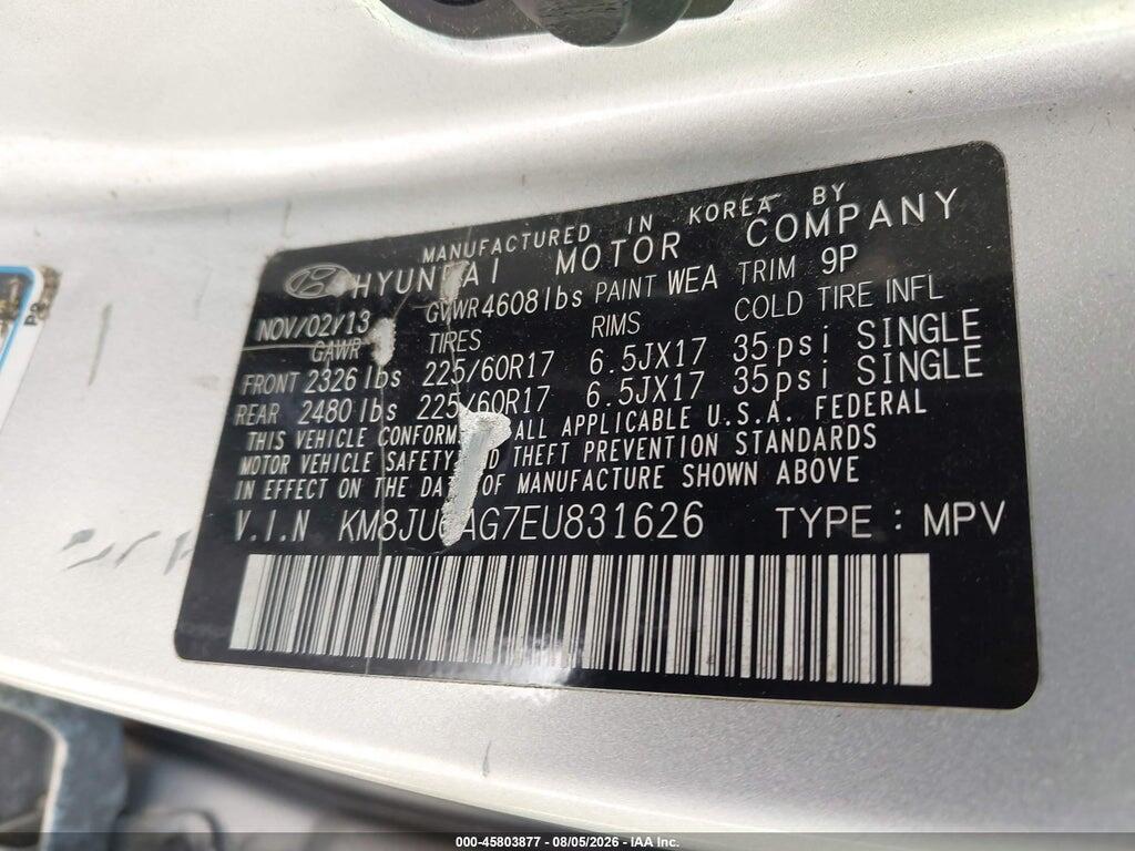 KM8JUCAG7EU831626 2014 HYUNDAI TUCSON photo no. 7