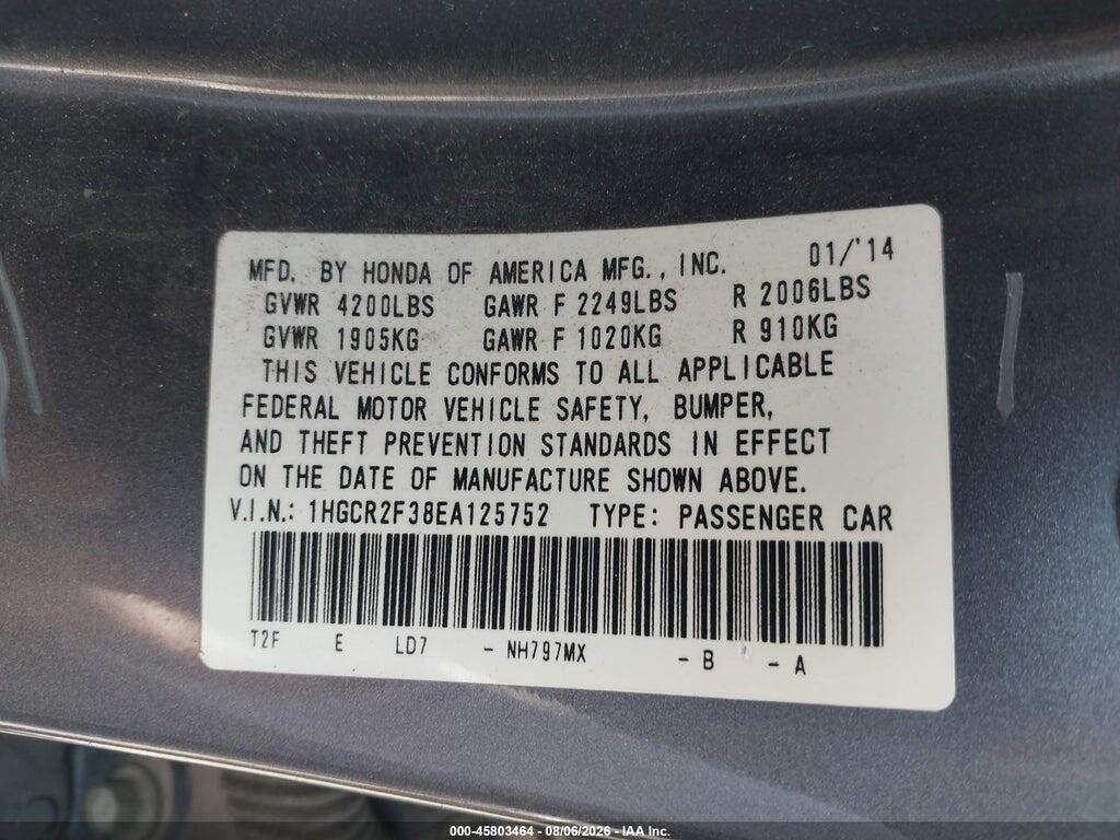 1HGCR2F38EA125752 2014 HONDA ACCORD photo no. 9