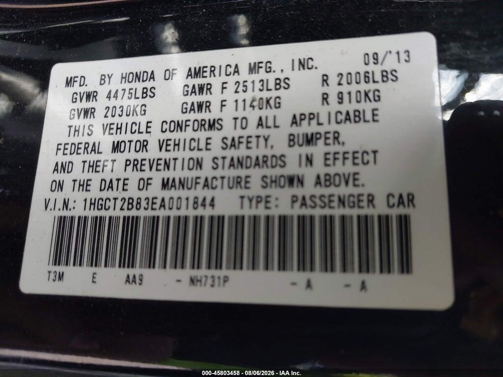 1HGCT2B83EA001844 2014 HONDA ACCORD photo no. 9