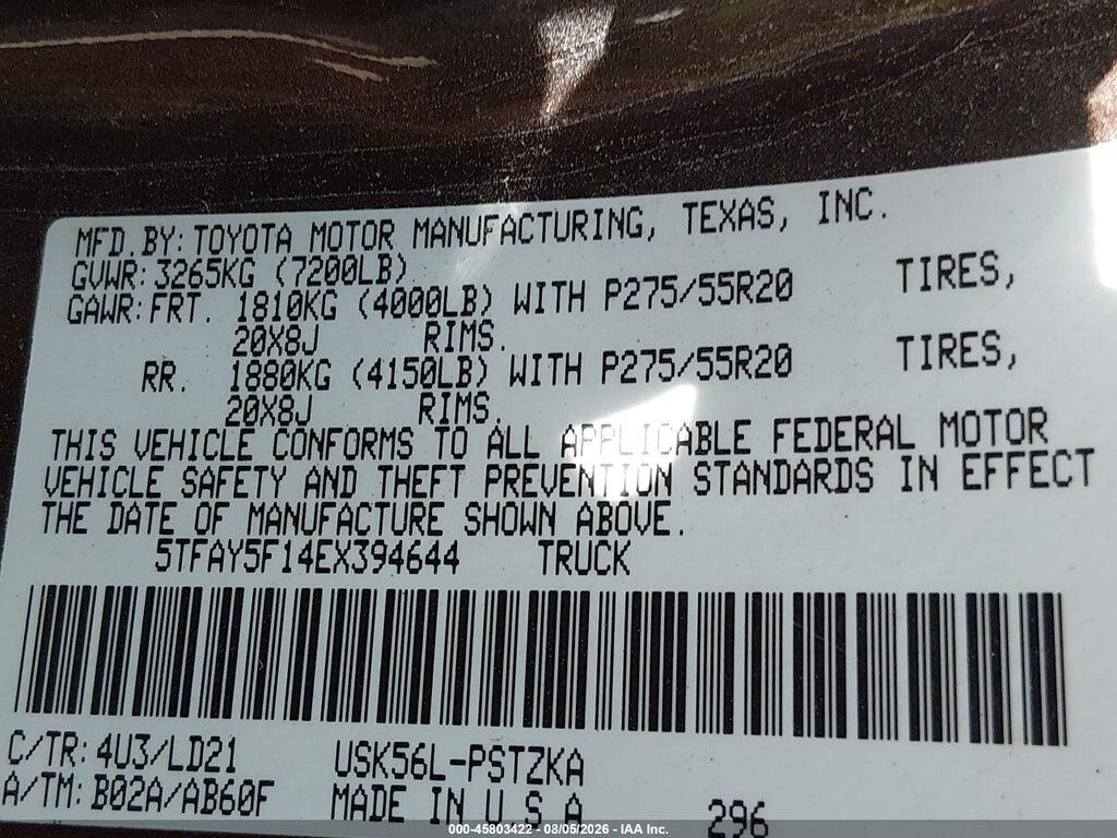 5TFAY5F14EX394644 2014 TOYOTA TUNDRA photo no. 9