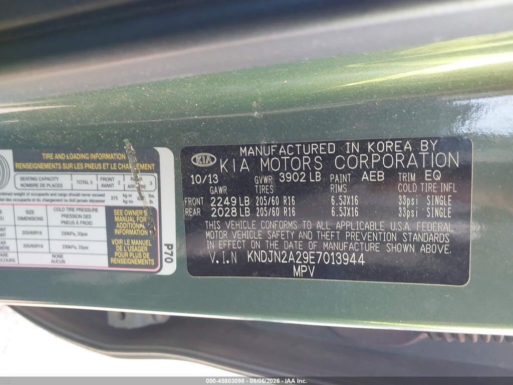 KNDJN2A29E7013944 2014 KIA SOUL photo no. 9
