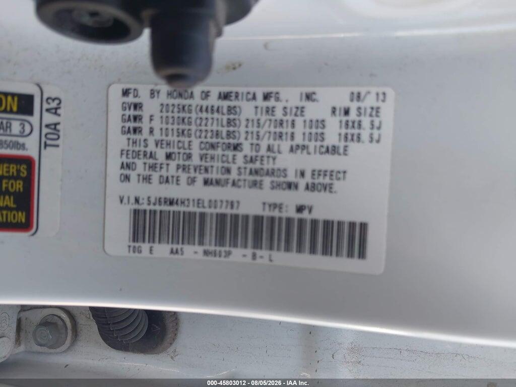 5J6RM4H31EL007797 2014 HONDA CR-V photo no. 9