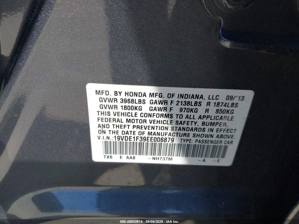 19VDE1F39EE006879 2014 ACURA ILX photo no. 9