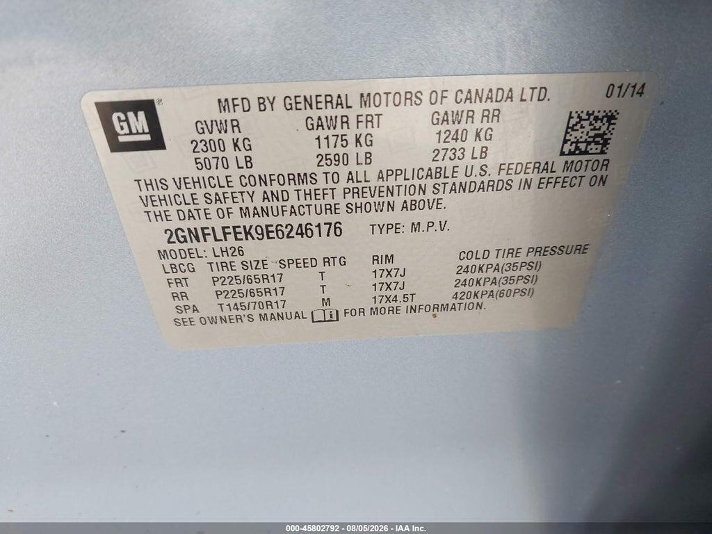 2GNFLFEK9E6246176 2014 CHEVROLET EQUINOX photo no. 9