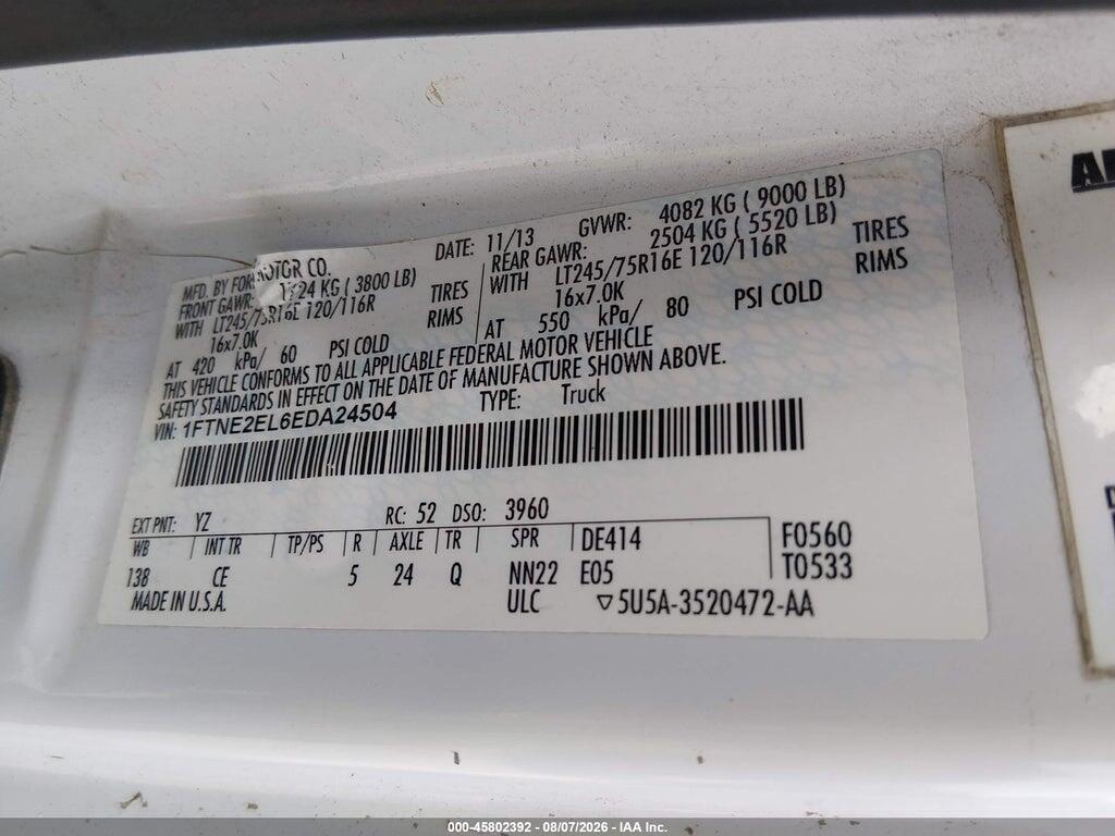 1FTNE2EL6EDA24504 2014 FORD E-250 photo no. 9