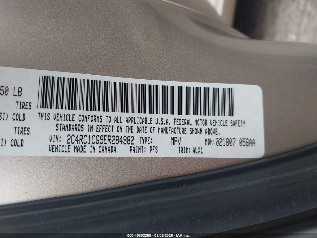 2C4RC1CG9ER284982 2014 CHRYSLER TOWN & COUNTRY photo no. 9