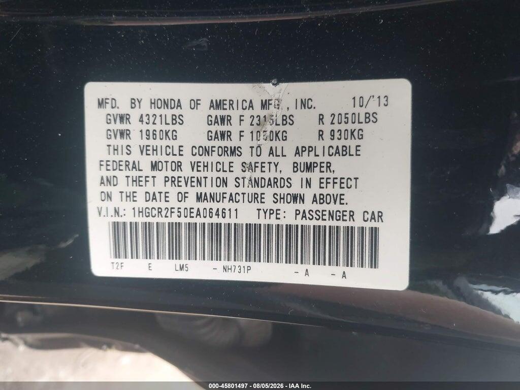 1HGCR2F50EA064611 2014 HONDA ACCORD photo no. 9