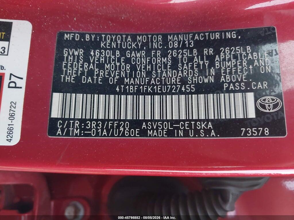 4T1BF1FK1EU727455 2014 TOYOTA CAMRY photo no. 9