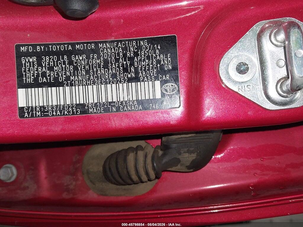 2T1BURHE2EC120252 2014 TOYOTA COROLLA photo no. 9