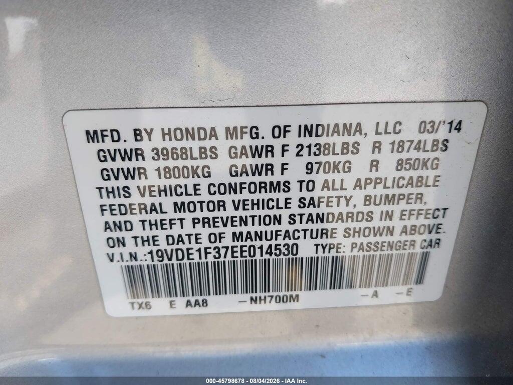 19VDE1F37EE014530 2014 ACURA ILX photo no. 9