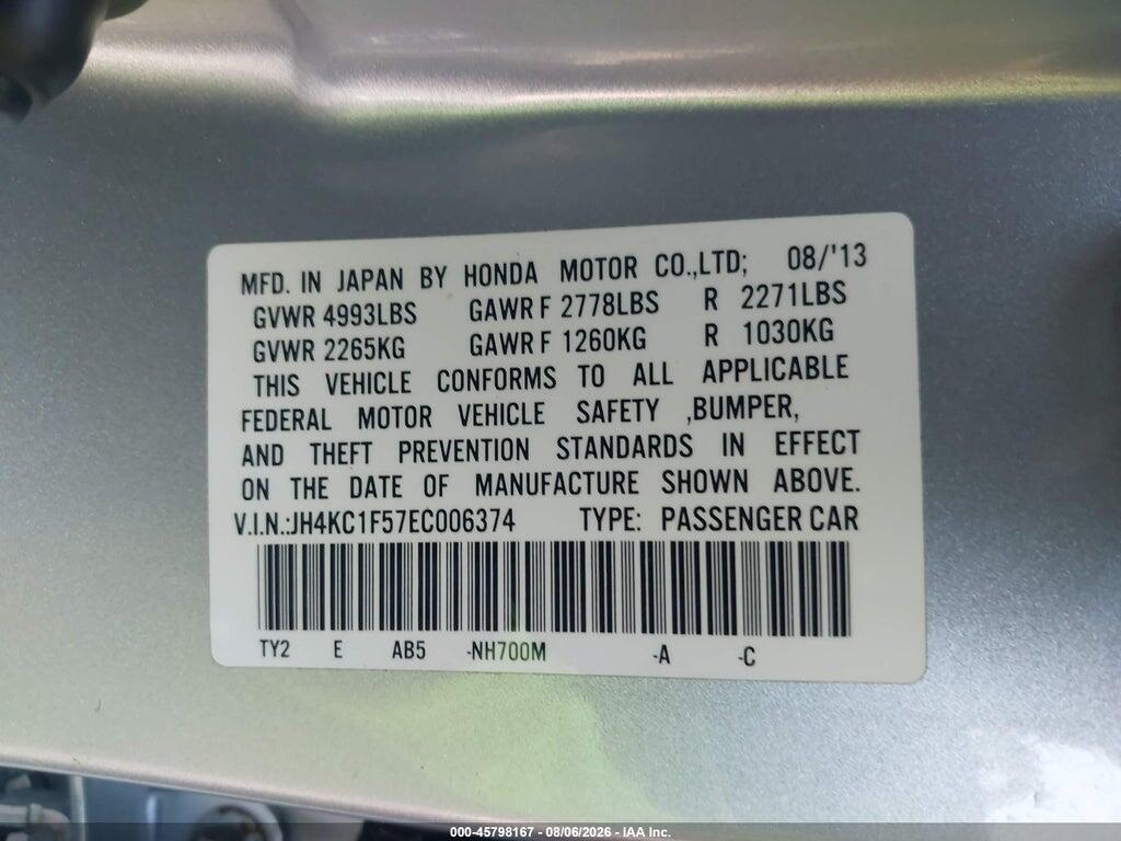 JH4KC1F57EC006374 2014 ACURA RLX photo no. 9