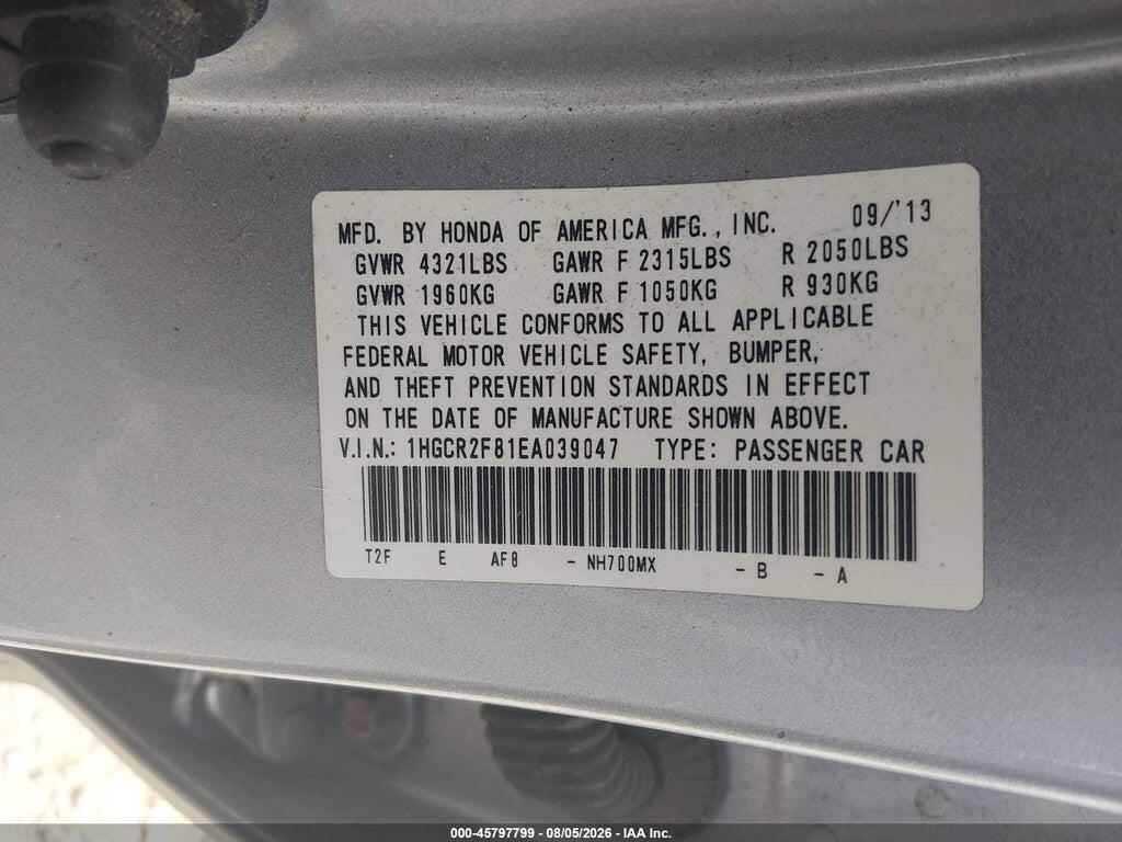 1HGCR2F81EA039047 2014 HONDA ACCORD photo no. 9