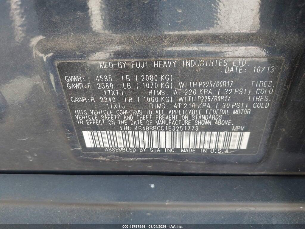 4S4BRBCC1E3251773 2014 SUBARU OUTBACK photo no. 9