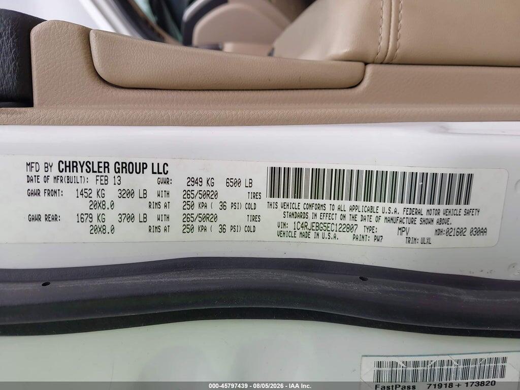 1C4RJEBG5EC122807 2014 JEEP GRAND CHEROKEE photo no. 9