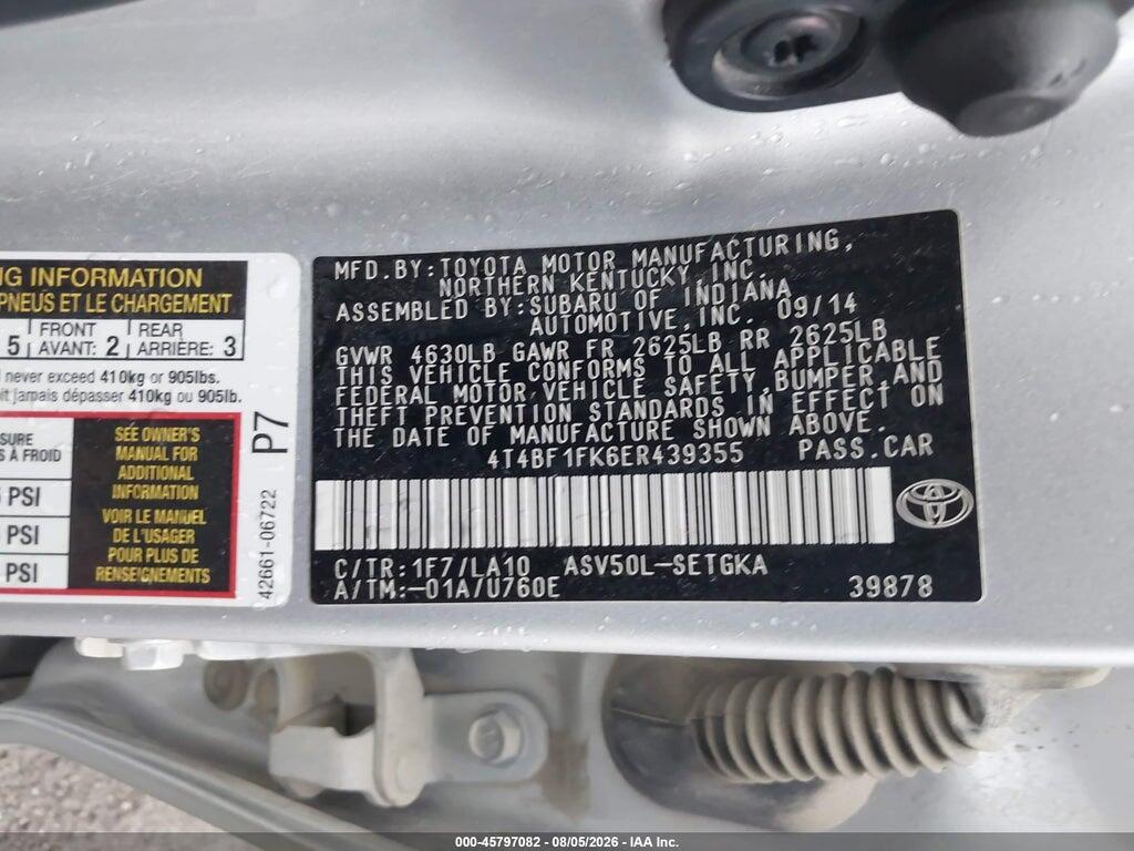 4T4BF1FK6ER439355 2014 TOYOTA CAMRY photo no. 9