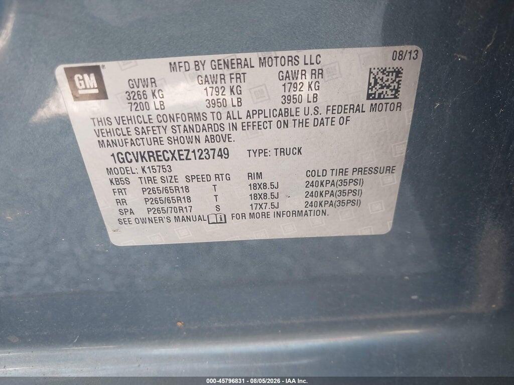 1GCVKRECXEZ123749 2014 CHEVROLET SILVERADO 1500 photo no. 9