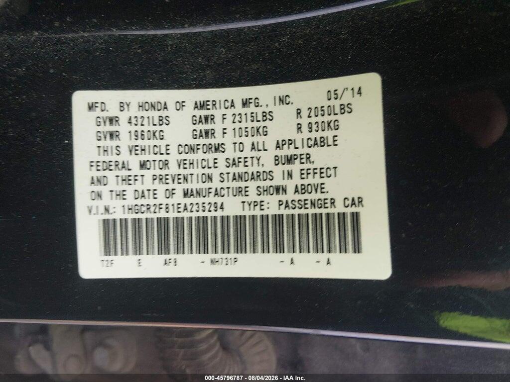 1HGCR2F81EA235294 2014 HONDA ACCORD photo no. 9