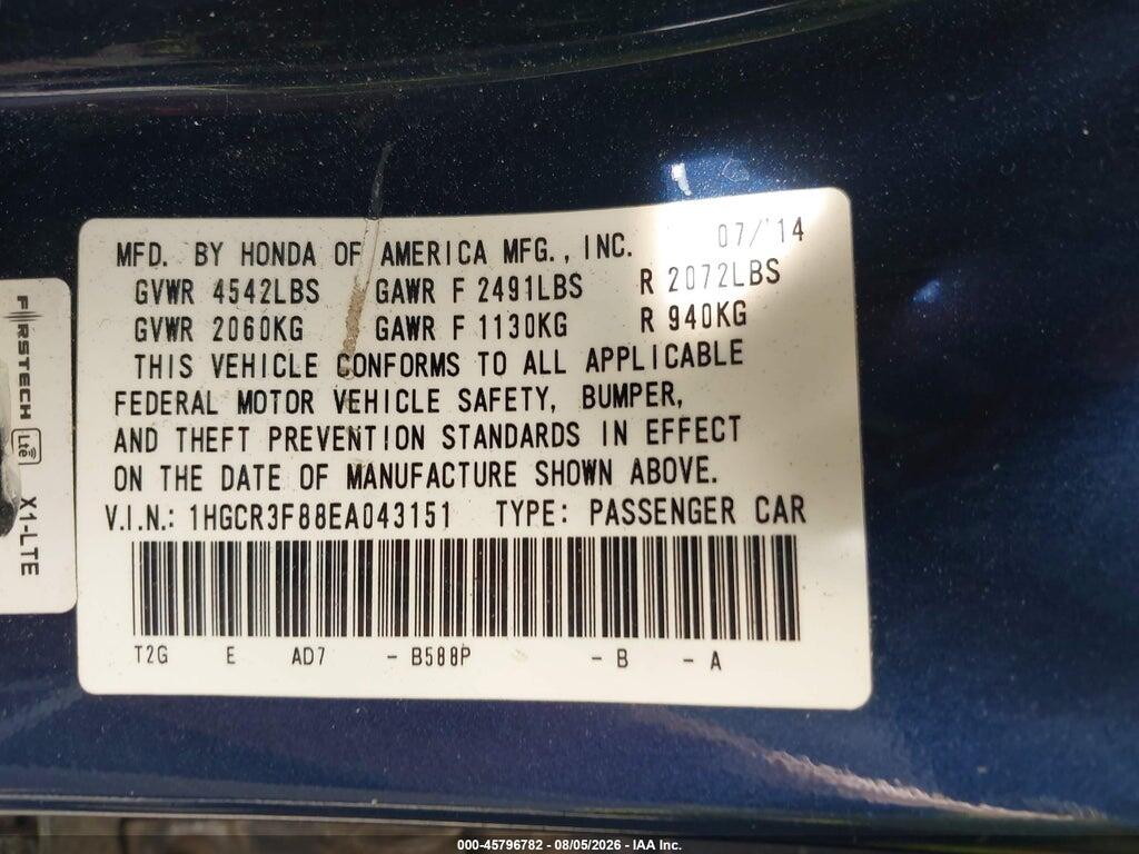 1HGCR3F88EA043151 2014 HONDA ACCORD photo no. 9