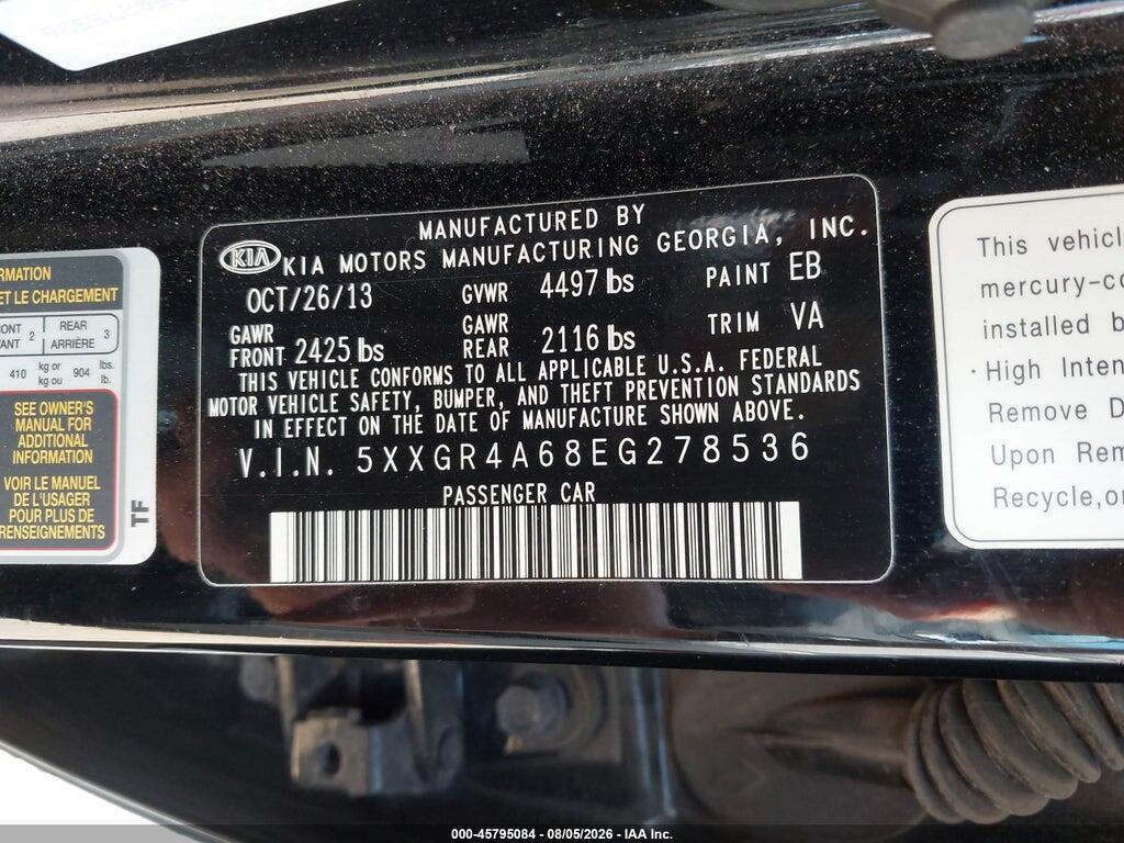 5XXGR4A68EG278536 2014 KIA OPTIMA photo no. 9
