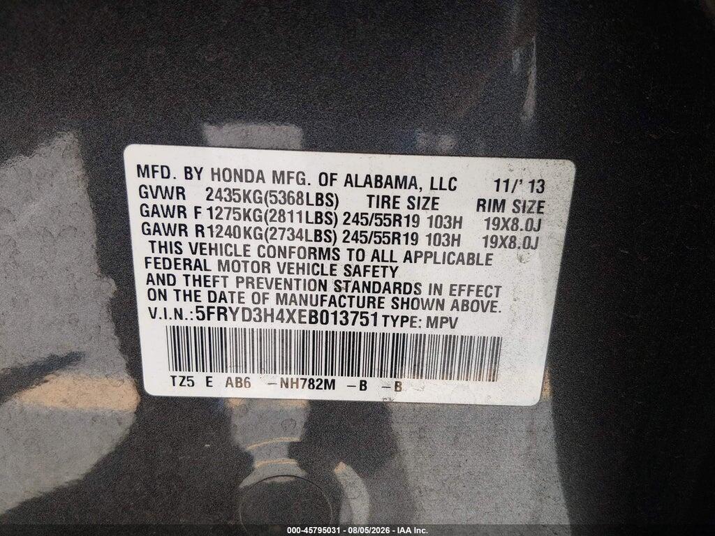 5FRYD3H4XEB013751 2014 ACURA MDX photo no. 9