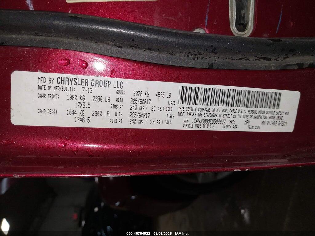 1C4NJDBB9ED592927 2014 JEEP COMPASS photo no. 9