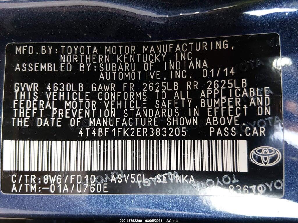 4T4BF1FK2ER383205 2014 TOYOTA CAMRY photo no. 9