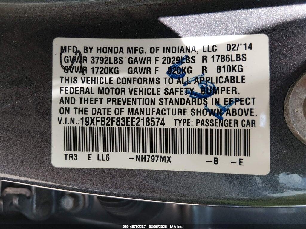 19XFB2F83EE218574 2014 HONDA CIVIC photo no. 9