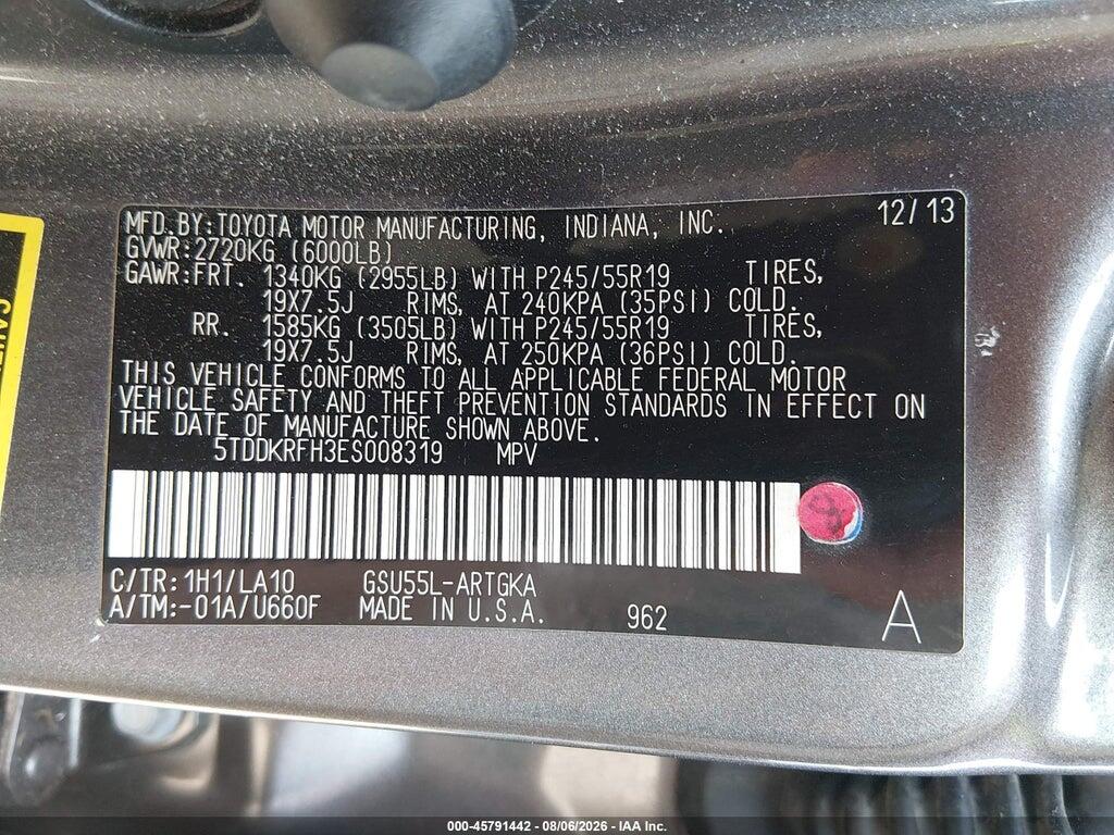 5TDDKRFH3ES008319 2014 TOYOTA HIGHLANDER photo no. 9