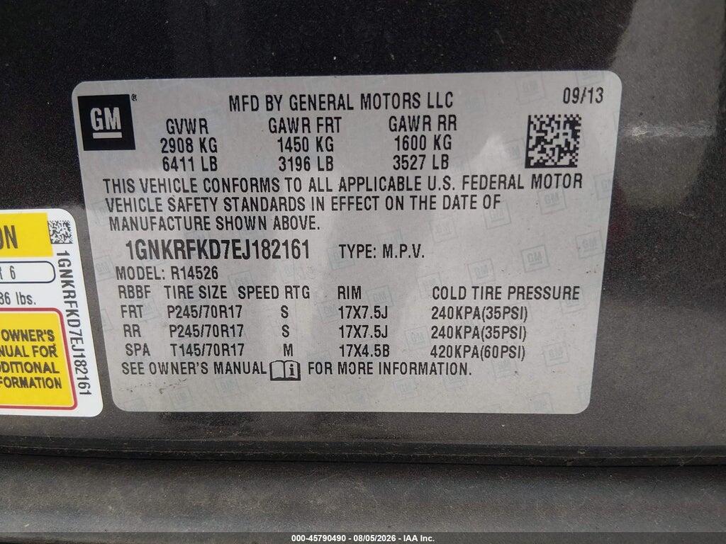 1GNKRFKD7EJ182161 2014 CHEVROLET TRAVERSE photo no. 9
