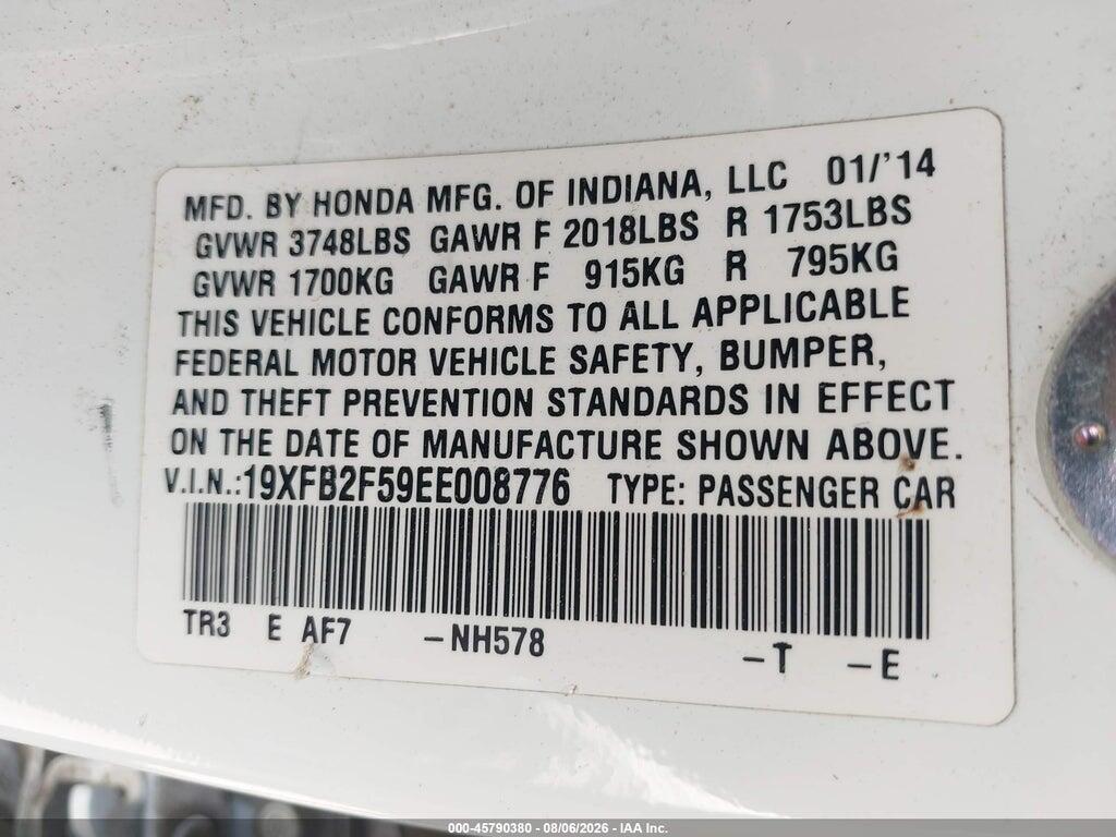 19XFB2F59EE008776 2014 HONDA CIVIC photo no. 9