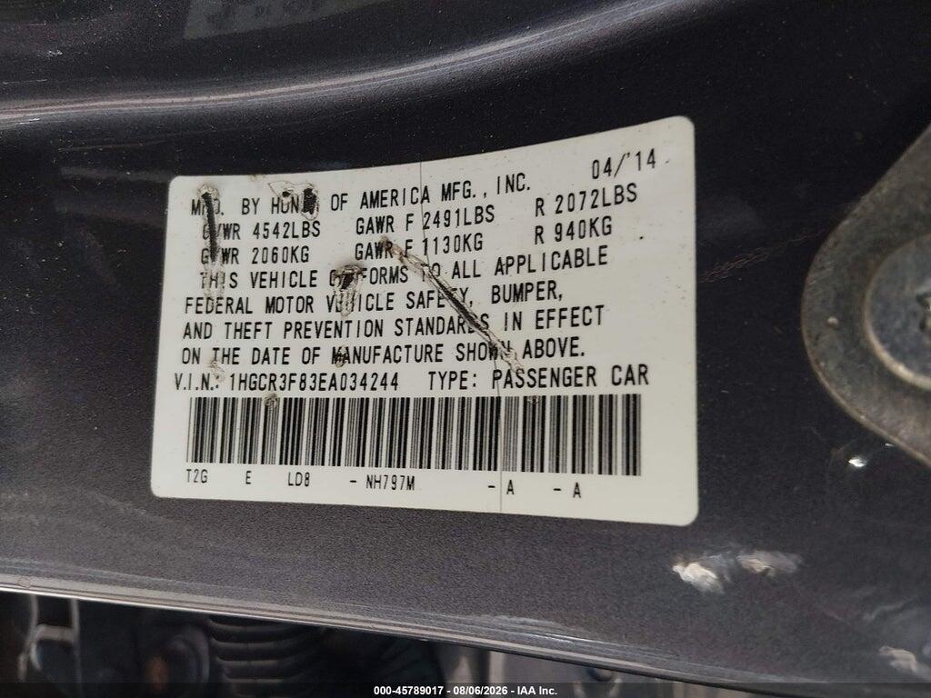 1HGCR3F83EA034244 2014 HONDA ACCORD photo no. 9