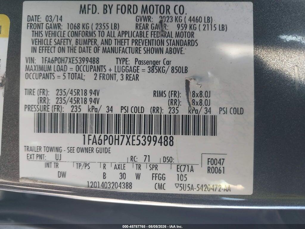1FA6P0H7XE5399488 2014 FORD FUSION photo no. 9
