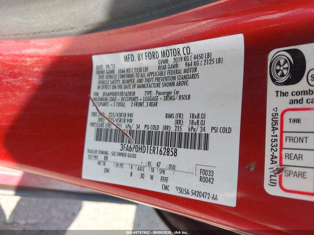 3FA6P0HD1ER162858 2014 FORD FUSION photo no. 9