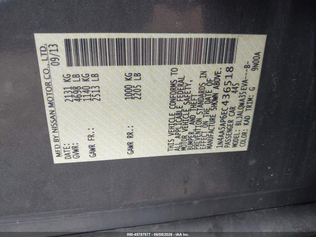 1N4AA5AP6EC436518 2014 NISSAN MAXIMA photo no. 9