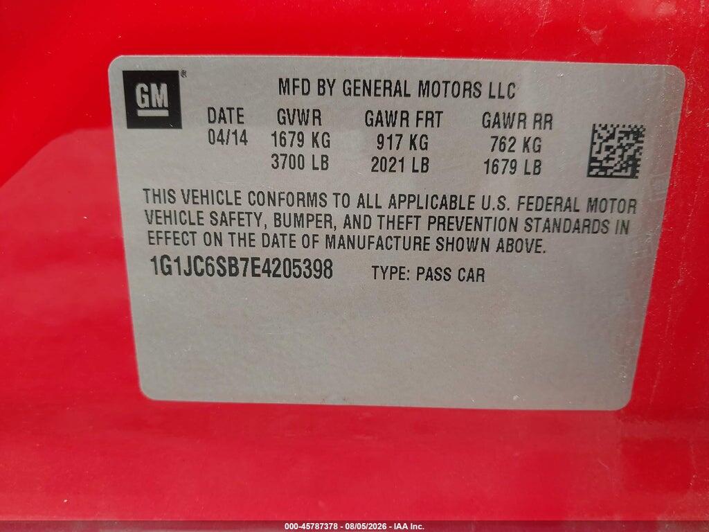 1G1JC6SB7E4205398 2014 CHEVROLET SONIC photo no. 9