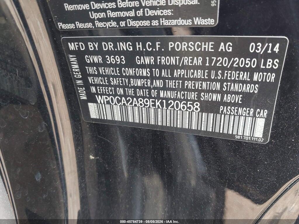 WP0CA2A89EK120658 2014 PORSCHE BOXSTER photo no. 9