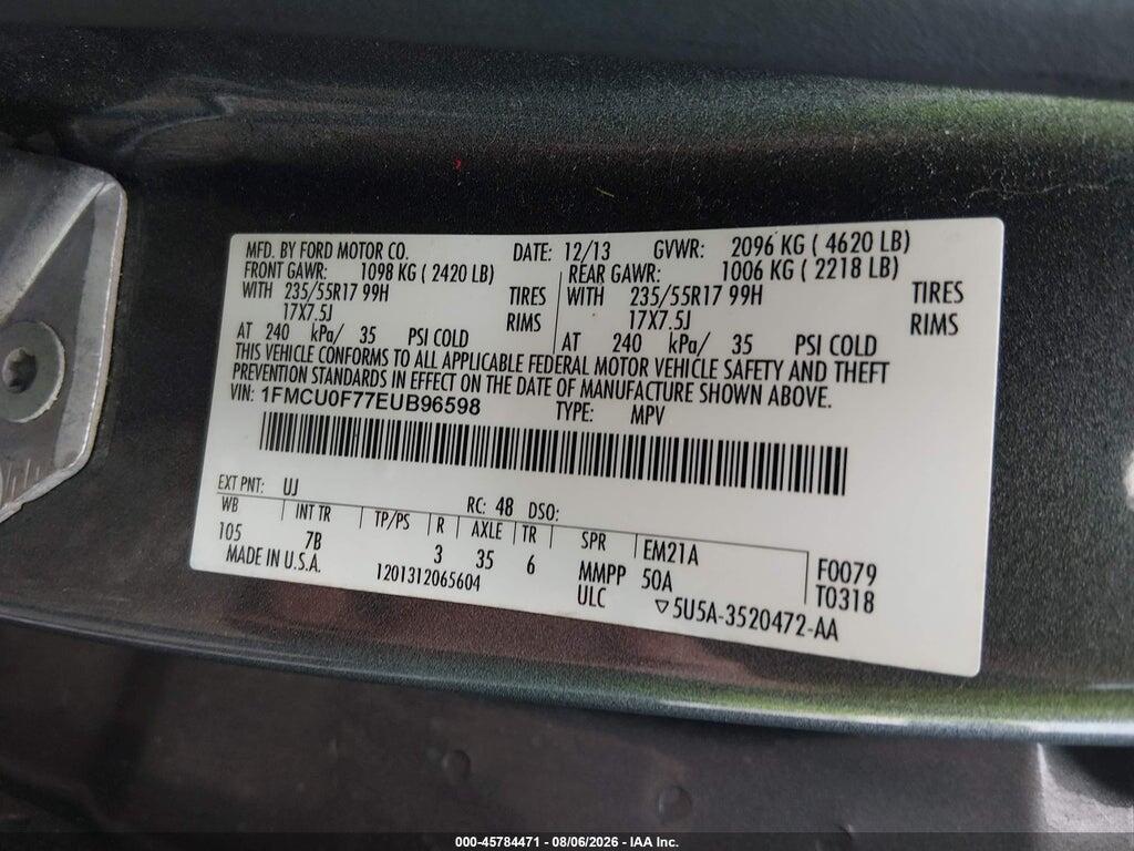1FMCU0F77EUB96598 2014 FORD ESCAPE photo no. 9