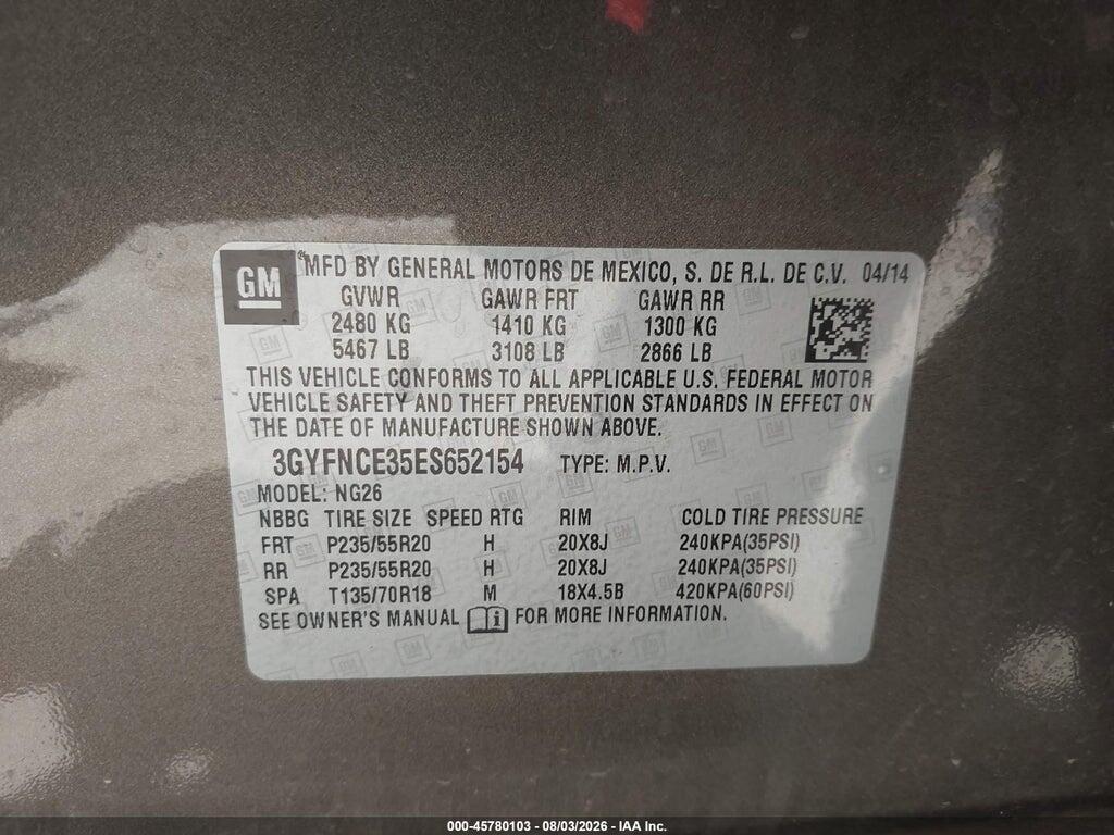 3GYFNCE35ES652154 2014 CADILLAC SRX photo no. 9