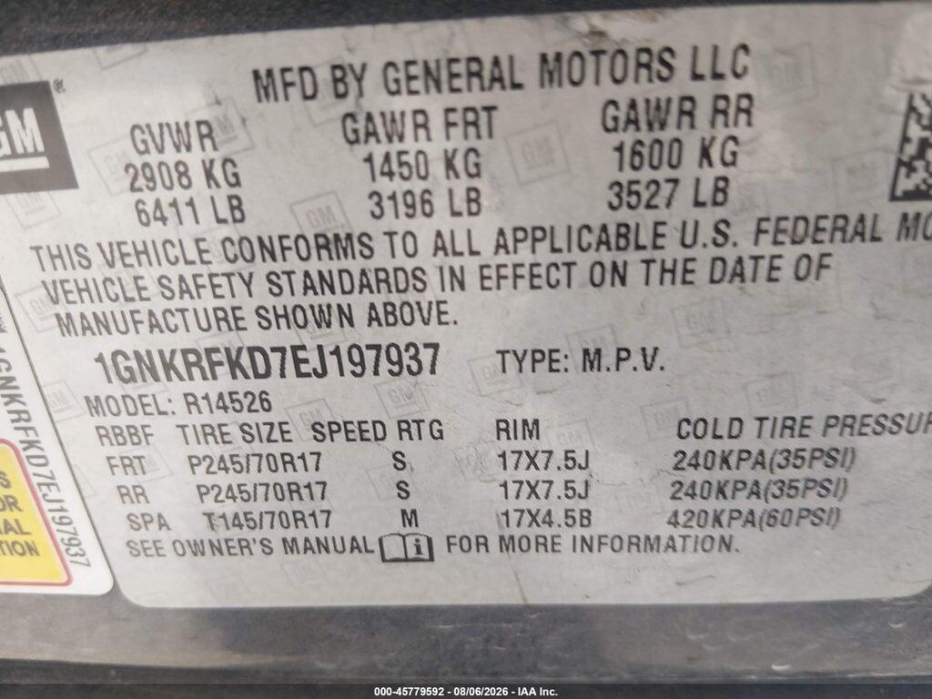 1GNKRFKD7EJ197937 2014 CHEVROLET TRAVERSE photo no. 9