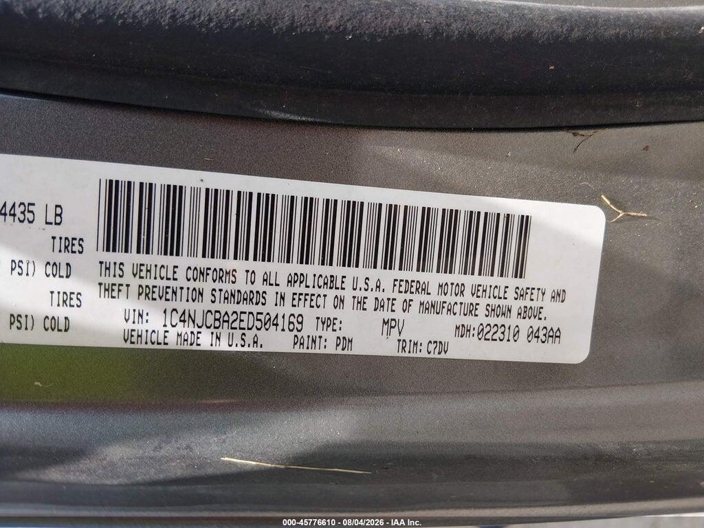 1C4NJCBA2ED504169 2014 JEEP COMPASS photo no. 9