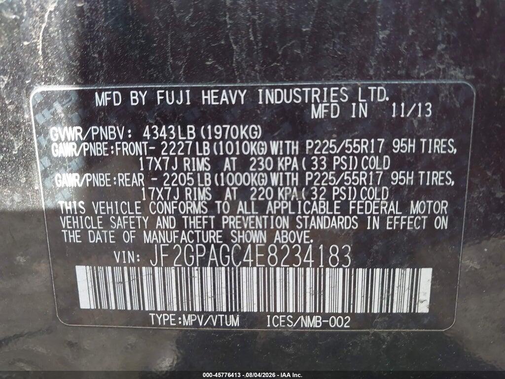 JF2GPAGC4E8234183 2014 SUBARU XV CROSSTREK photo no. 9