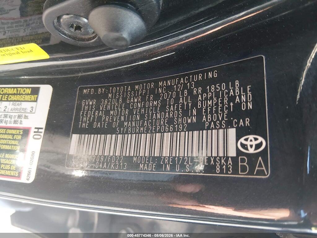 5YFBURHE2EP066192 2014 TOYOTA COROLLA photo no. 9