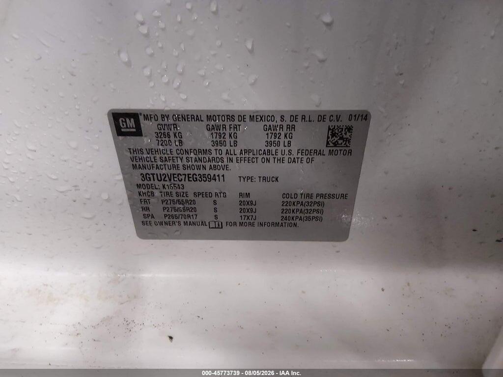 3GTU2VEC7EG359411 2014 GMC SIERRA 1500 photo no. 9