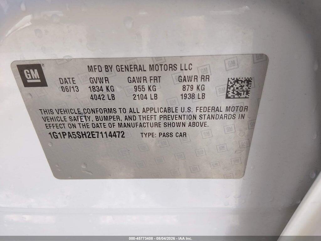 1G1PA5SH2E7114472 2014 CHEVROLET CRUZE photo no. 9