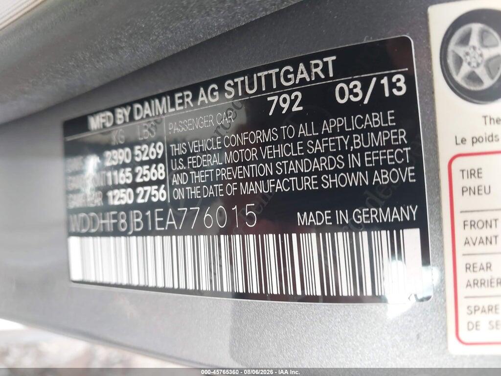 WDDHF8JB1EA776015 2014 MERCEDES-BENZ E 350 photo no. 9