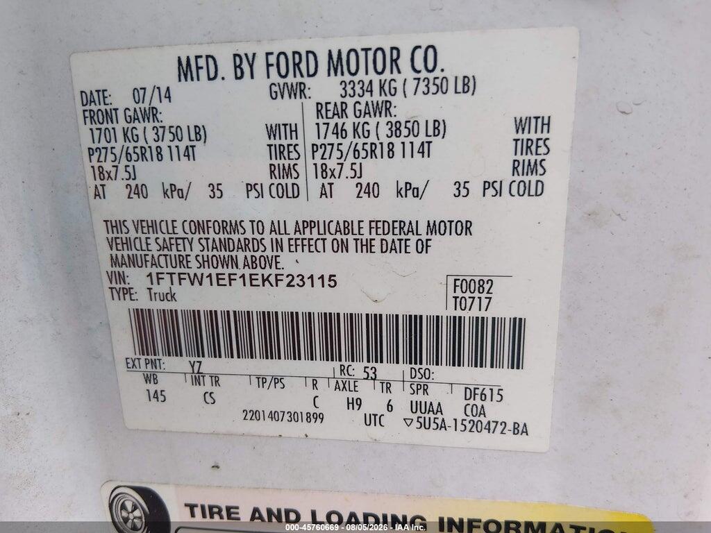 1FTFW1EF1EKF23115 2014 FORD F-150 photo no. 9