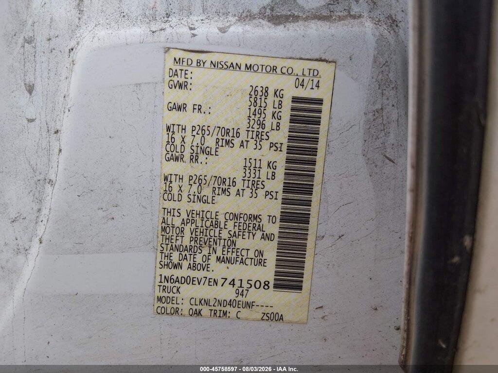 1N6AD0EV7EN741508 2014 NISSAN FRONTIER photo no. 9