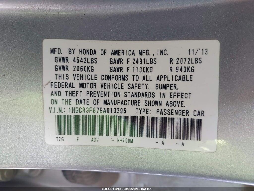 1HGCR3F87EA013395 2014 HONDA ACCORD photo no. 9