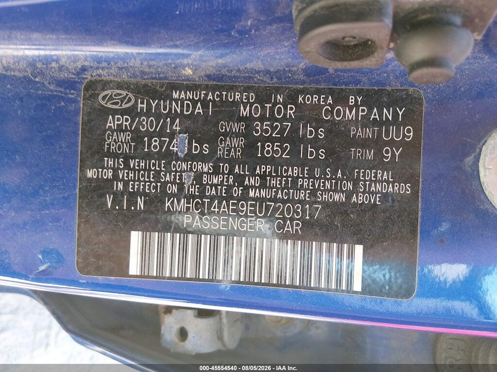 KMHCT4AE9EU720317 2014 HYUNDAI ACCENT photo no. 9