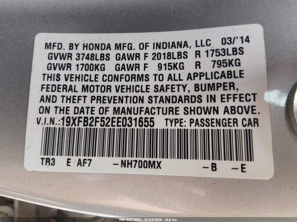 19XFB2F52EE031655 2014 HONDA CIVIC photo no. 9